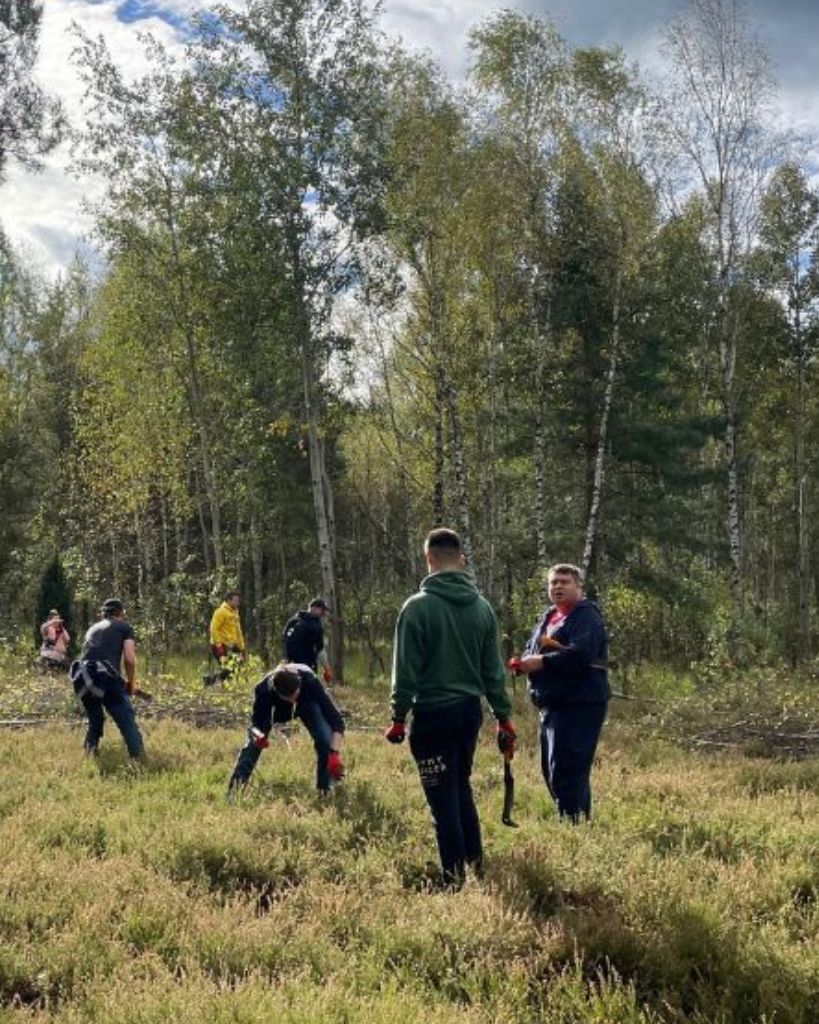 Grupa podczas wolontariatu pracowniczego w Kampinoskim Parku Narodowym